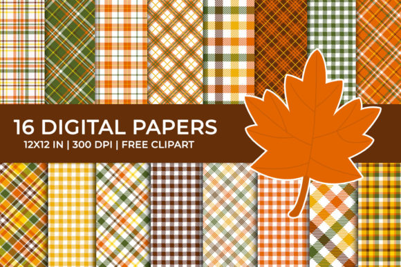 Autumn Plaid Digital Papers Set