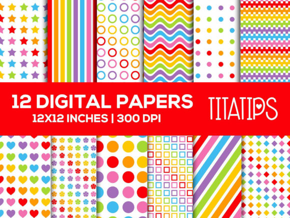 Bright Rainbow Digital Papers Set: A Vibrant Solution for Creative Projects