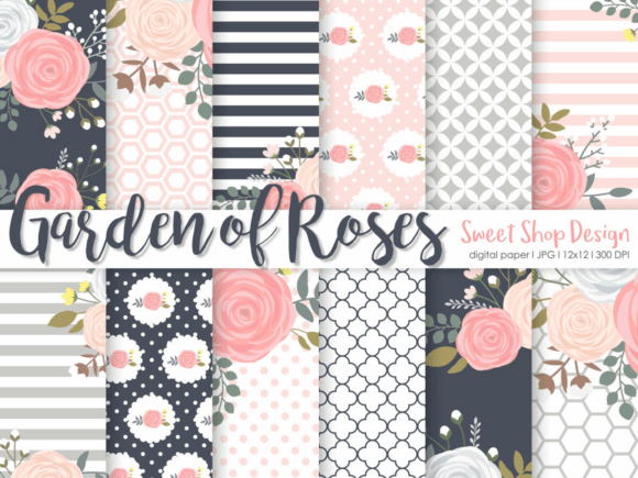Digital Paper Garden of Roses