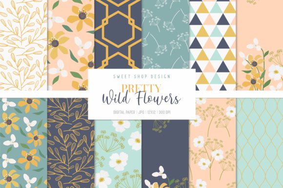 Digital Paper Pretty Wild Flowers