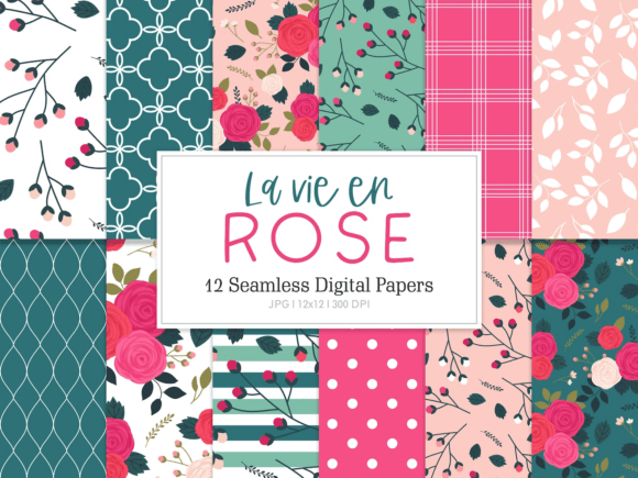 Digital Seamless Paper La Vie En Rose