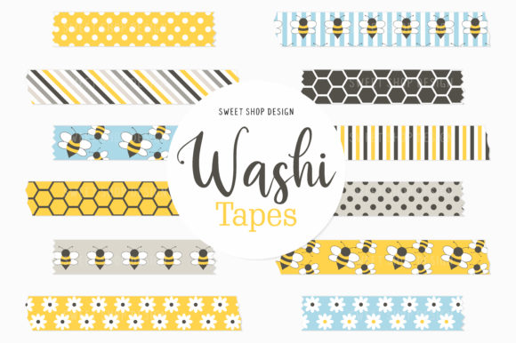 Digital Washi Tape Honey and Bees