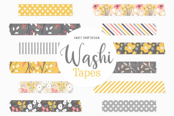 Digital Washi Tape Spring Poppies