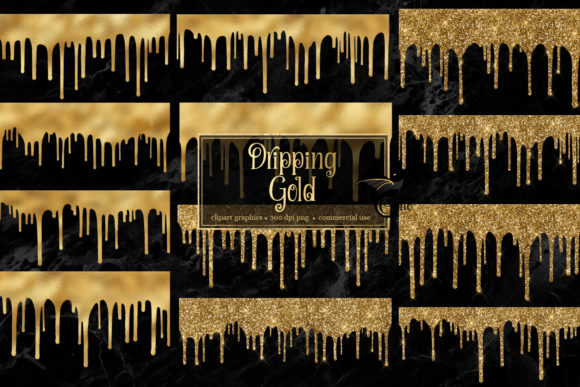 Dripping Gold Clipart: A Shimmering Addition to Your Creative Projects