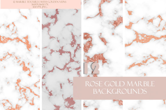 Feminine Rose Gold Glitter Marble Set: A Versatile Digital Design for Creative Projects