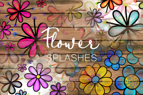 Hand Drawn Doodle Flower Paint Splashes for Creative Expression