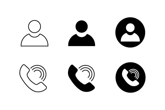 Icons Name and Phone for Business Cards
