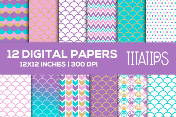 Mermaid Digital Paper Set, Scale Pattern: A Versatile Design Resource