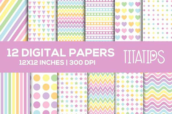 Pastel Rainbow Digital Papers Set