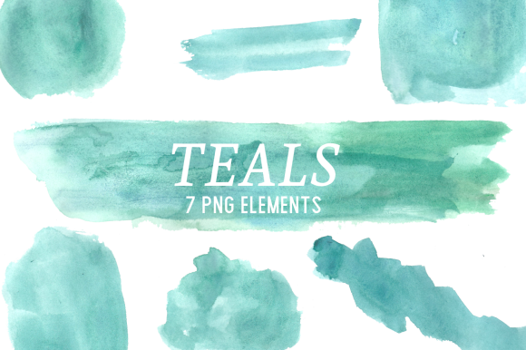 Teal Watercolor Splashes Clipart Set: Enhancing Visual Creativity with Professional Precision