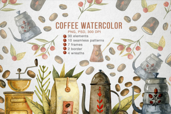 Watercolor Coffee Illustrations for Creative Projects