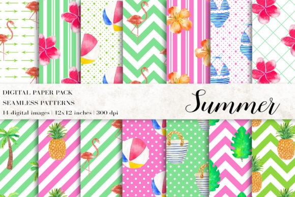 Watercolor Summer Digital Papers